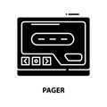 pager icon, black vector sign with editable strokes, concept illustration