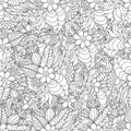 Pages for adult coloring book. Hand drawn artistic ethnic ornamental patterned floral frame in doodle.
