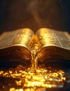 Golden Wisdom Pouring from an Ancient Book Royalty Free Stock Photo