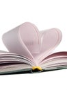 Pages of diary curved into heart Royalty Free Stock Photo