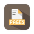 Pages file text flat icons. symbol document files, archive, extension, file type. Can be used for websites, software, UI and
