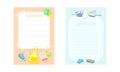 Pages for recipe entries set. Kitchen book lined paper for adding your own recipe cartoon vector illustration