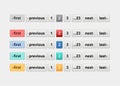 Pagination bars in different colors. Website element for user interface, website development and mobile application