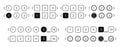 Pagination bars set. Collection buttons for site navigation. Interface elements for menu and box with arrows. Round and square Royalty Free Stock Photo