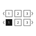 Pagination bars set. Collection buttons for site navigation. Interface elements for menu and box with arrows. Round and square Royalty Free Stock Photo