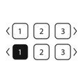 Pagination bars set. Collection buttons for site navigation. Interface elements for menu and box with arrows. Round and square Royalty Free Stock Photo