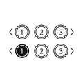 Pagination bars set. Collection buttons for site navigation. Interface elements for menu and box with arrows. Round and square