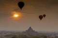 Pagoda and Balloon at Bagan, Myanmar. Royalty Free Stock Photo