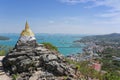 Pagoda buddha Footprint of Buddhism on big hill in Ko Si Chang I Royalty Free Stock Photo