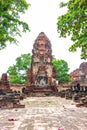 Pagoda and Buddha statues old at Wat Mahathat famous and popular tourist destinations Ayutthaya