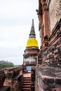 Pagoda and Buddha Statues at Wat Yai Chaimongkol famous and popul