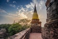 The Pagoda and Buddha Status at Wat Yai Chaimongkol, Ayutthaya,