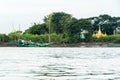 A pagoda and buddhist monastery on riverbank near Yangon 1 Royalty Free Stock Photo