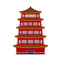 Pagoda Building as Buddhist Temple Complex Vector Illustration