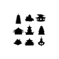 pagoda building silhouette set collection creative design