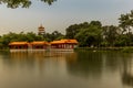 Pagoda and column terrasse reflecting in the the lake in the Chi Royalty Free Stock Photo