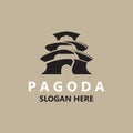 Pagoda culture logo vintage design illustration, temple heritage building vector