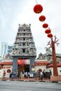 Pagoda on the gate of Sri Mariamman Temple, Singapore Royalty Free Stock Photo