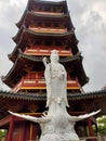 Pagoda and Goddess Kwan Im Royalty Free Stock Photo
