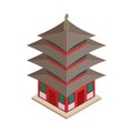 Pagoda icon, isometric 3d style