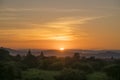 Pagoda landscape of Bagan in misty morning under a warm sunrise in the plain of Bagan Myanmar. Royalty Free Stock Photo