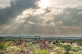 Pagoda landscape in the plain of Bagan Royalty Free Stock Photo