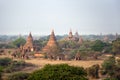 Pagoda landscape in the plain of Bagan, Myanmar Burma Royalty Free Stock Photo