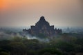 Pagoda landscape in the plain of Bagan, Myanmar Burma Royalty Free Stock Photo