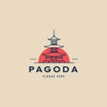 pagoda line art logo japanese , icon and symbol, vector illustration design