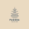 pagoda line art logo minimalist, icon and symbol, vector illustration design
