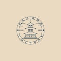 pagoda line art logo, icon and symbol, with emblem vector illustration design