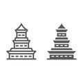 Pagoda line and glyph icon, japan and architecture, japanese building sign, vector graphics, a linear pattern on a white