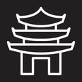 Pagoda line icon, white outline sign, vector illustration.