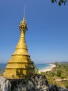 Pagoda on long beach in Burma Royalty Free Stock Photo