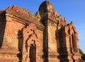 Pagoda made of brick viewed at sunset at Bagan, Myanmar Royalty Free Stock Photo