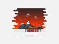Pagoda and mountain on the background vector illustration