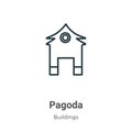 Pagoda outline vector icon. Thin line black pagoda icon, flat vector simple element illustration from editable buildings concept Royalty Free Stock Photo