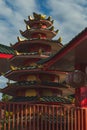 The Pagoda Tower near the entrance gate welcoming the morning sunlight