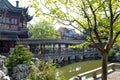 Pavillion, Covered Bridge and pond, Yuyuan Gardens Shanghai, china Royalty Free Stock Photo