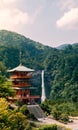 Pagoda of Seiganto-ji Temple and Nachi no Taki fall, Japan Royalty Free Stock Photo