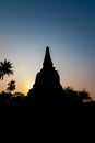 Pagoda silhouette ,Ayutthaya ,Thailand Royalty Free Stock Photo