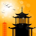 Pagoda Silhouette Indicates Religion Asia And Oriental Royalty Free Stock Photo