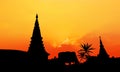 Pagoda silhouette at sunset Royalty Free Stock Photo