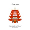 Pagoda, stupa color icon. Japanese traditional building sign