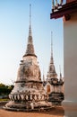 Pagoda - Stupa of Wat Uposatharam Temple or Wat Bot at noon und