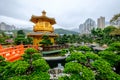 Pagoda style Chinese architecture Perfection in Nan Lian Garden, Hong Kong, China. Royalty Free Stock Photo