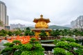 Pagoda style Chinese architecture Perfection in Nan Lian Garden, Hong Kong, China. Royalty Free Stock Photo