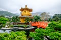 Pagoda style Chinese architecture Perfection in Nan Lian Garden, Hong Kong, China.