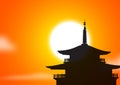 Pagoda sunset silhoutte