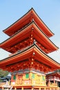 Pagoda three layer of roof at Kiyomizu temple. It is a buddhist temple in eastern Kyoto. Royalty Free Stock Photo